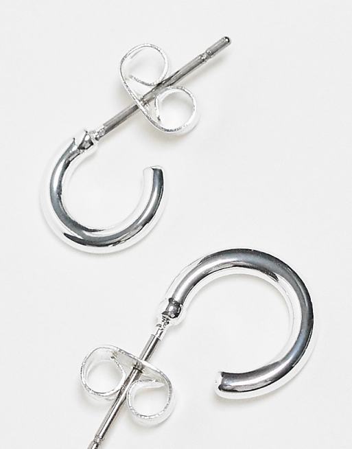 Pieces 3-pack Everyday Huggie And Hoop Earrings In Plated Sterling Silver