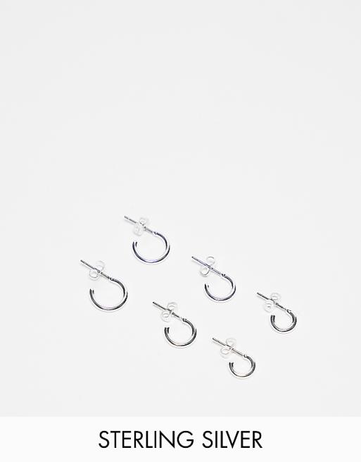 Pieces 3-pack everyday huggie and hoop earrings in plated sterling silver