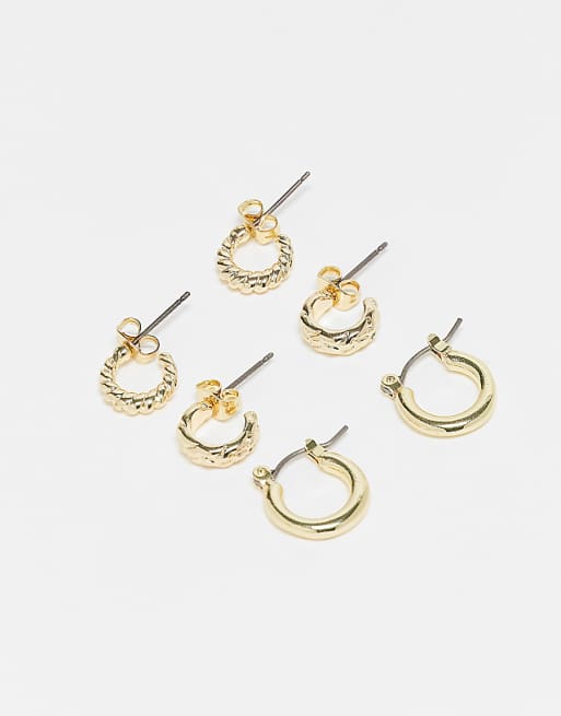 Pieces 3 pack huggie hoops in gold