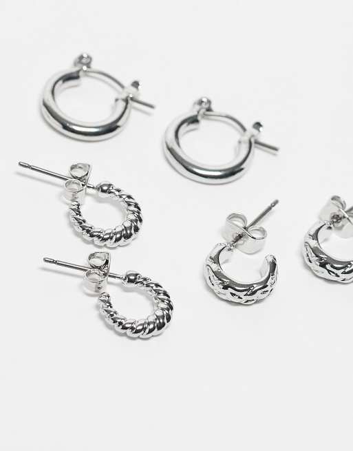 Pieces 3 Pack Huggie Hoops In Silver