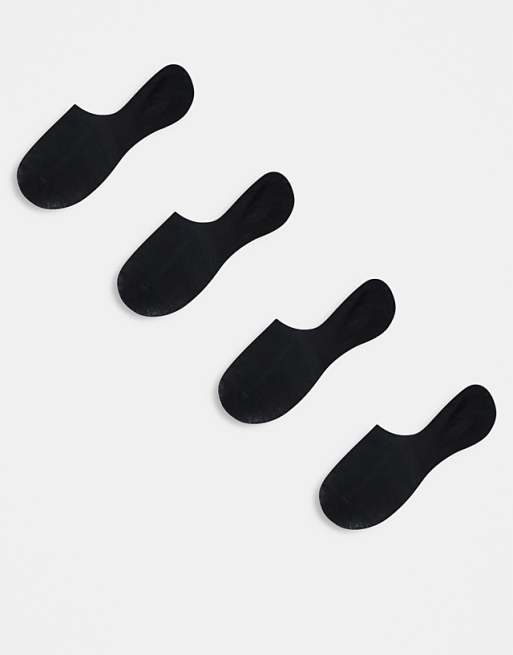 Pieces 4 pack footsie invisible socks in black