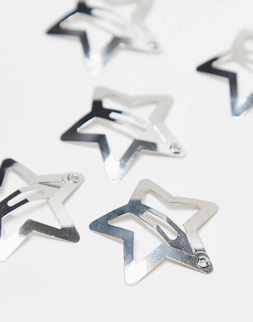 Pieces 6 Pack Star Hair Clips In Silver