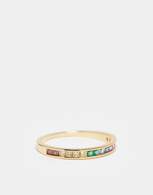 Pieces Curve 18k plated rainbow stacking ring in gold