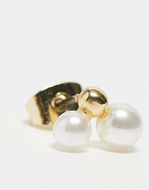 Pieces Drop Pearl And Stud 2-pack Earrings In Gold