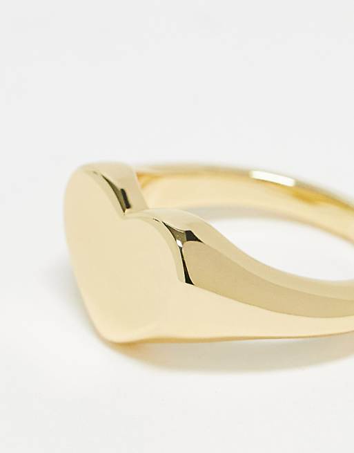 Pieces Exclusive 18k Plated Heart Signet Ring In Gold