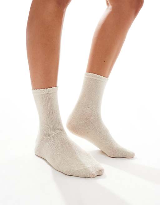 Pieces glitter socks in cream