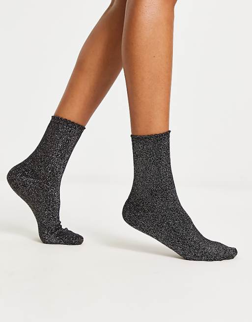 Pieces Glitter Socks In Silver Black