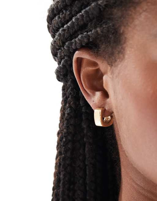 Pieces Hammered Effect Square Hoops In Gold