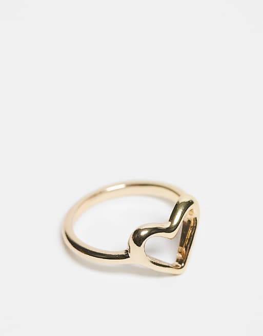 Pieces irregular heart ring in gold tone