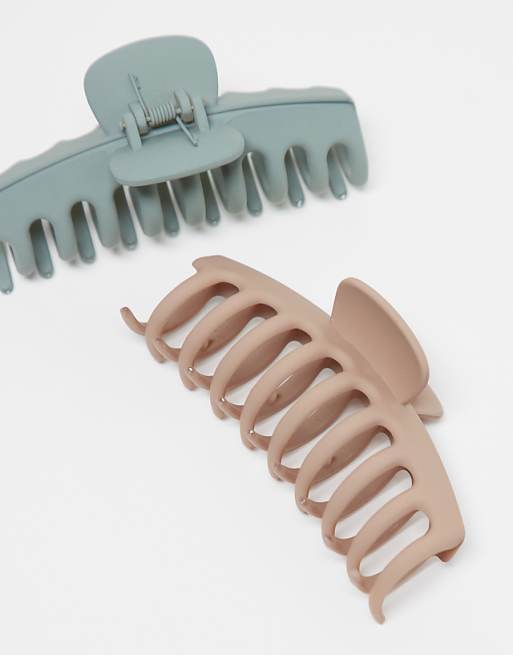 Pieces Medium 2-pack Tube Hair Claw In Neutral And Sage Green