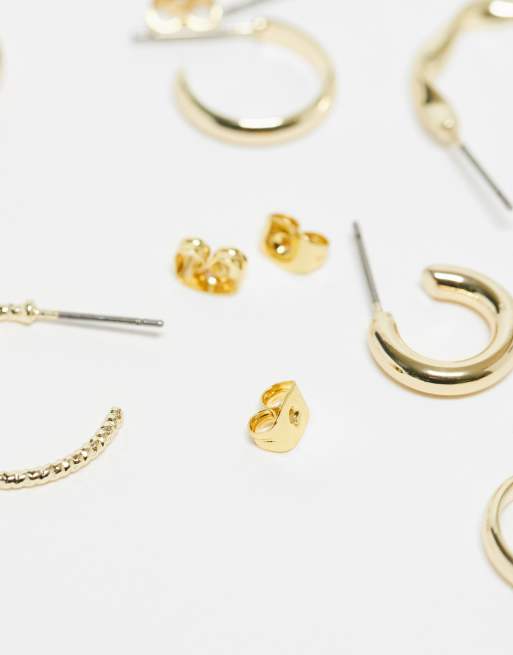 Pieces Multi Design Hoop Earring 6-pack In Gold