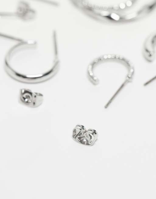 Pieces Multi Design Hoop Earring 6-pack In Silver