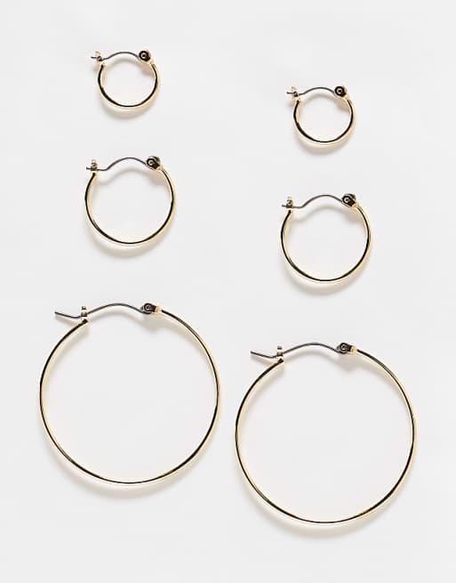 Pieces multi-size hoop earring 3-pack in gold