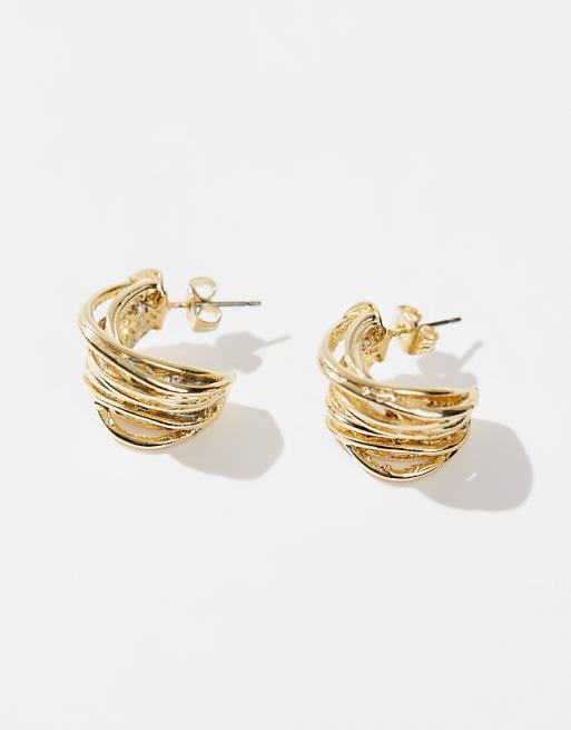 Pieces Multistrand Hoop Earrings In Gold