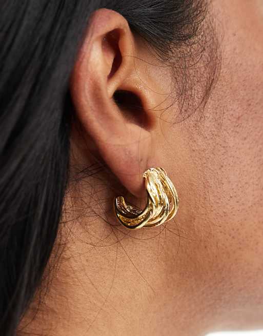 Pieces Multistrand Hoop Earrings In Gold