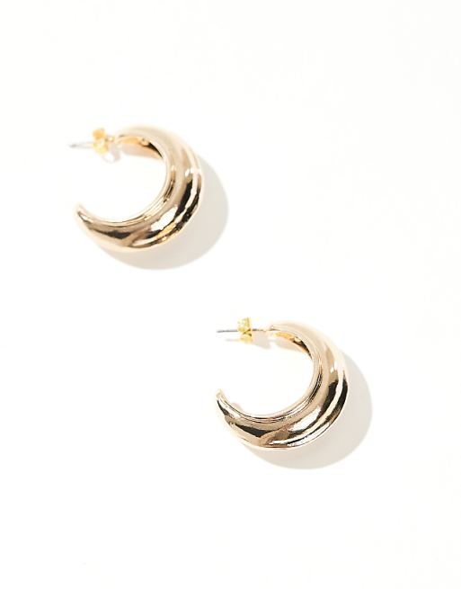 Pieces Ridged Chunky Hoop Earrings In Gold