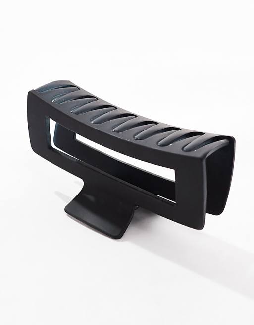 Pieces XL Rectangle Hair Claw Clip In Black