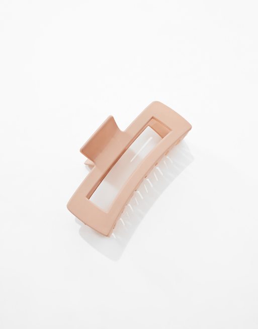Pieces XL Rectangle Hair Claw Clip In Neutral