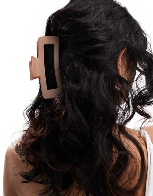 Pieces XL Rectangle Hair Claw Clip In Neutral