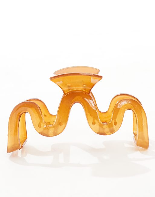 Pieces XL Squiggle Hair Claw Clip In Dark Brown