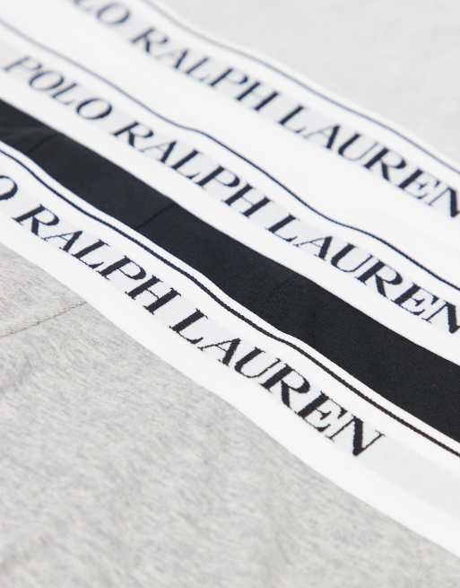 Polo Ralph Lauren 3 Pack White Logo Waistband Classic Trunks In Black/white/grey Marl