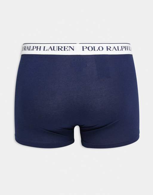 Polo Ralph Lauren 3 Pack White Logo Wasitband Classic Trunks In Pink/light Green/navy