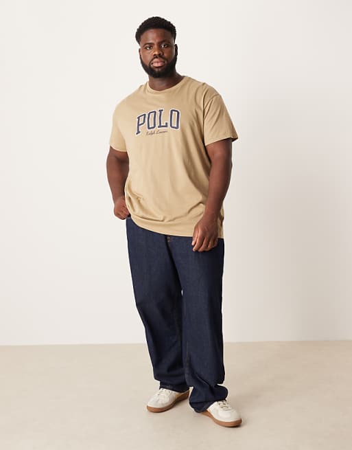 Polo Ralph Lauren Big & Tall Collegiate Script Logo T-shirt Classic Fit In Tan