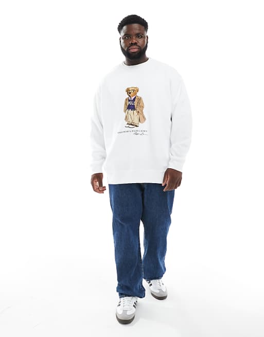 Polo Ralph Lauren Big & Tall Heritage Bear Print Sweatshirt In White