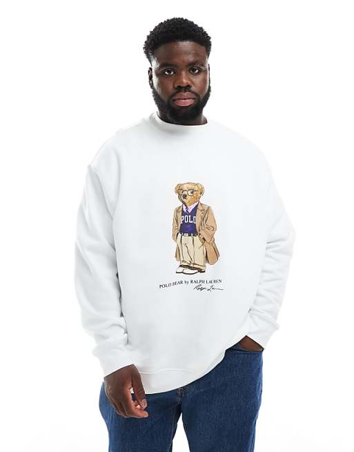 Polo Ralph Lauren Big & Tall heritage bear print sweatshirt in white