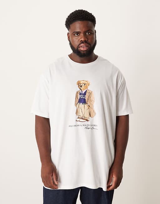 Polo Ralph Lauren Big & Tall heritage bear print t-shirt classic fit in white