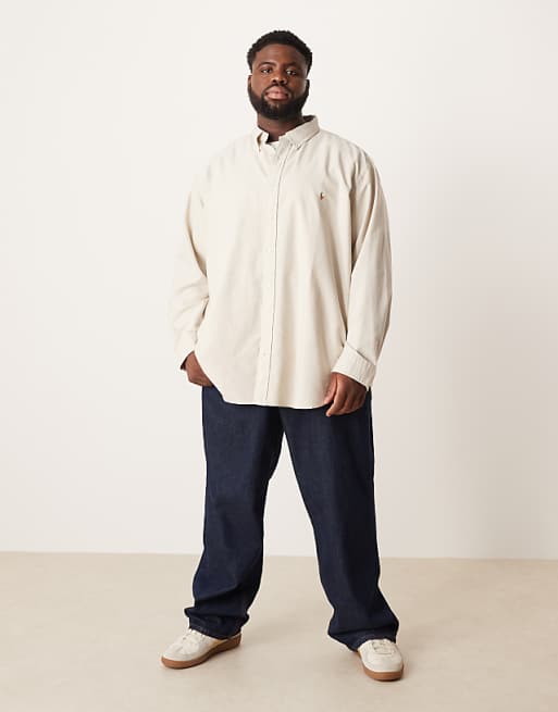 Polo Ralph Lauren Big & Tall Icon Logo Oxford Shirt Classic Fit In Beige