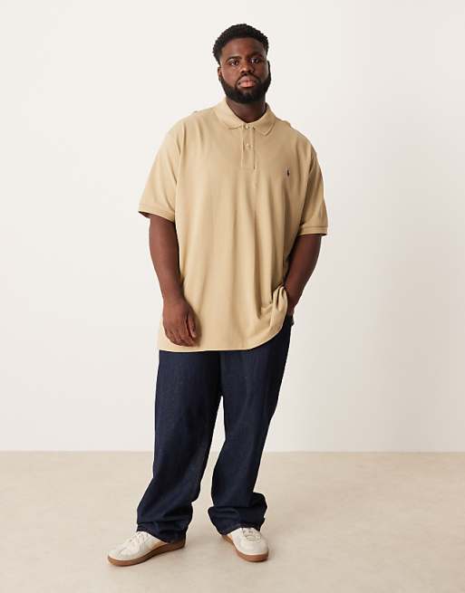 Polo Ralph Lauren Big & Tall Icon Logo Pima Cotton Polo In Beige