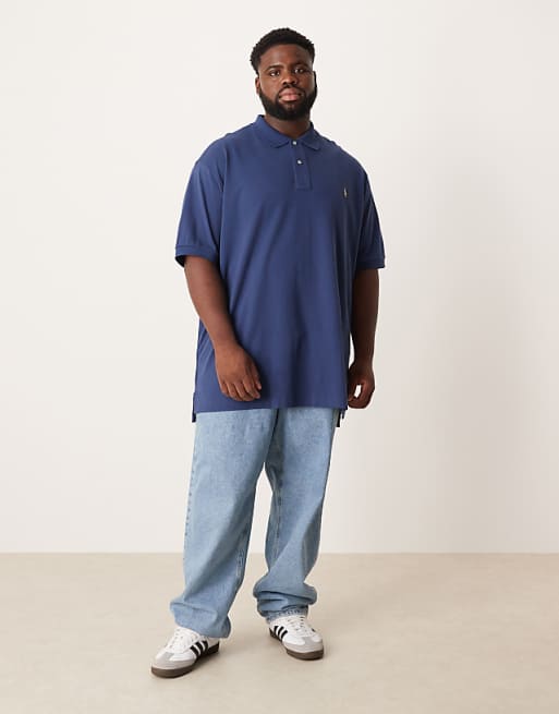 Polo Ralph Lauren Big & Tall Icon Logo Pima Cotton Polo In Navy