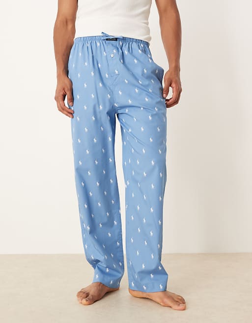 Polo Ralph Lauren Icon Logo Monogram Sleep Trousers In Blue