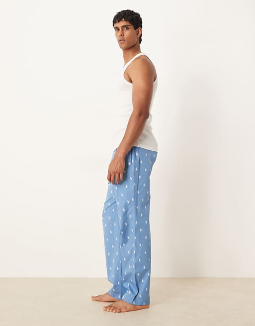 Polo Ralph Lauren Icon Logo Monogram Sleep Trousers In Blue