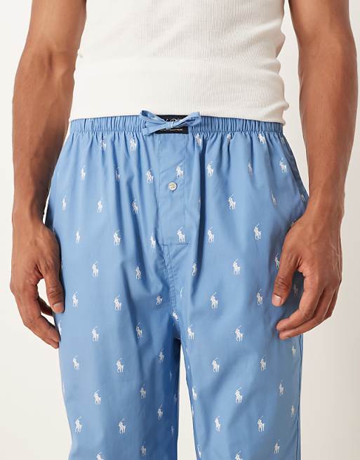 Polo Ralph Lauren Icon Logo Monogram Sleep Trousers In Blue