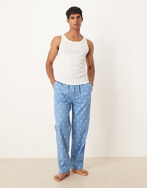 Polo Ralph Lauren icon logo monogram sleep trousers in blue