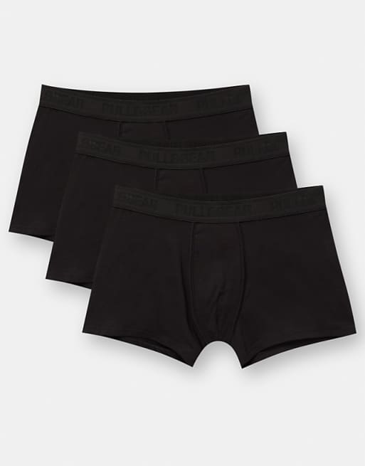 Pull&Bear 3 pack logo boxers in black