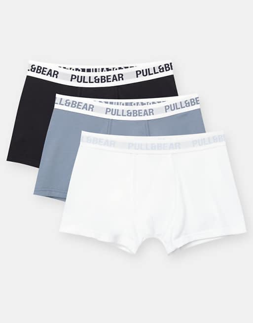 Pull&Bear 3-pack of light blue waistband boxers in others