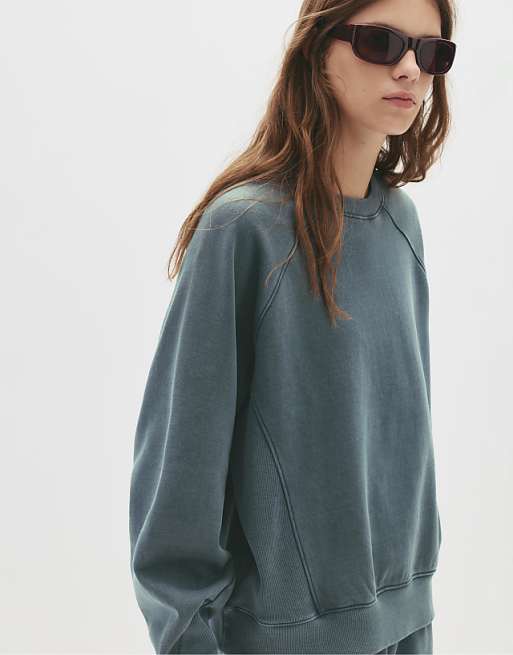 Pull&Bear Basic fleece sweatshirt in greyish