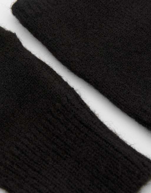 Pull&Bear Knit Fingerless Gloves In Black