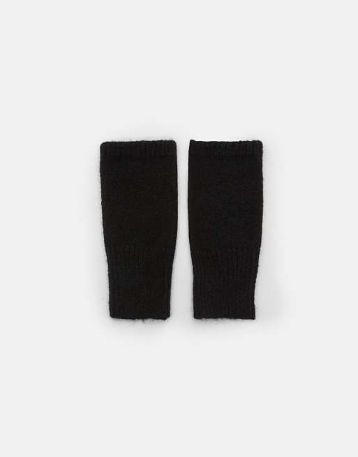 Pull&Bear Knit fingerless gloves in black