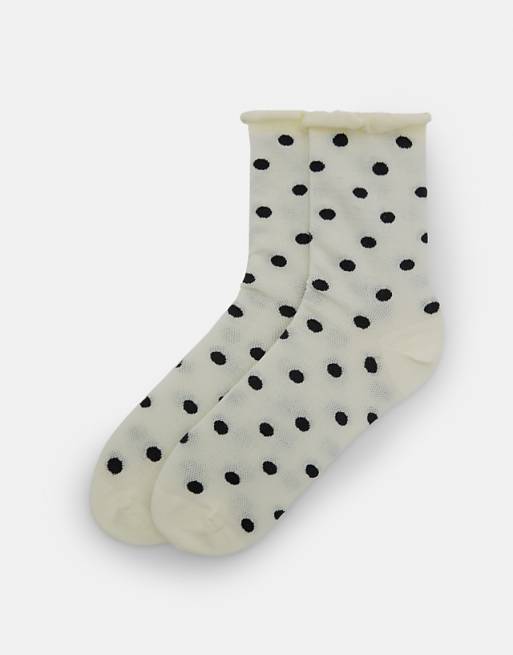 Pull&Bear polka dot socks in white
