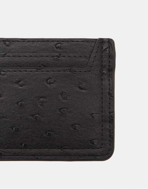Pull&Bear Textured Card Holder In Black