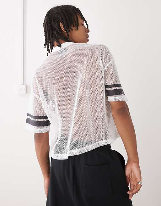 Reclaimed Vintage Airtex Boxy Cropped Tee With Graphic Print In White