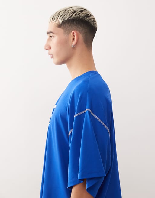 Reclaimed Vintage Airtex Boxy T-shirt With Branded Star Graphic In Cobalt Blue