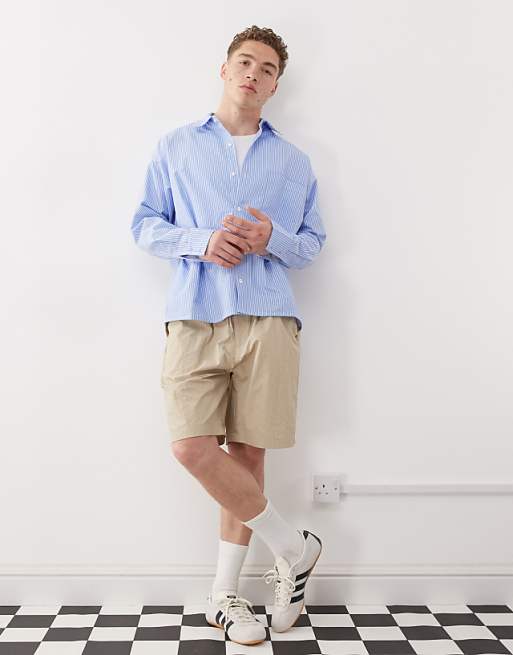 Reclaimed Vintage Boxy Oversized Shirt In Blue Stripe