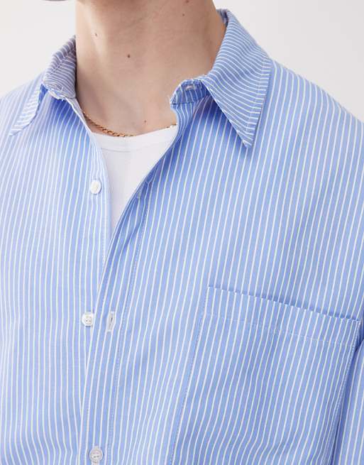 Reclaimed Vintage Boxy Oversized Shirt In Blue Stripe