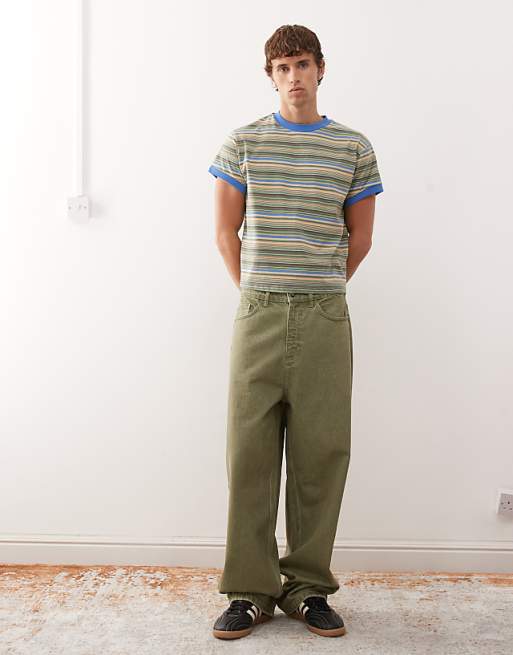 Reclaimed Vintage Boxy Ringer Tee In Mixed Stripe