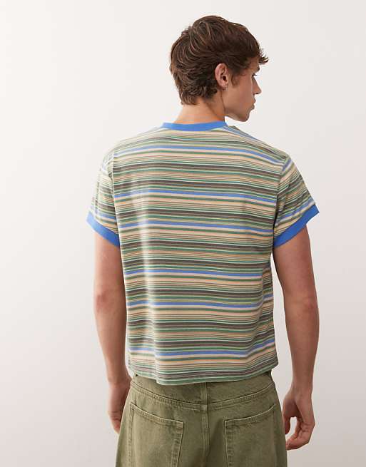Reclaimed Vintage Boxy Ringer Tee In Mixed Stripe